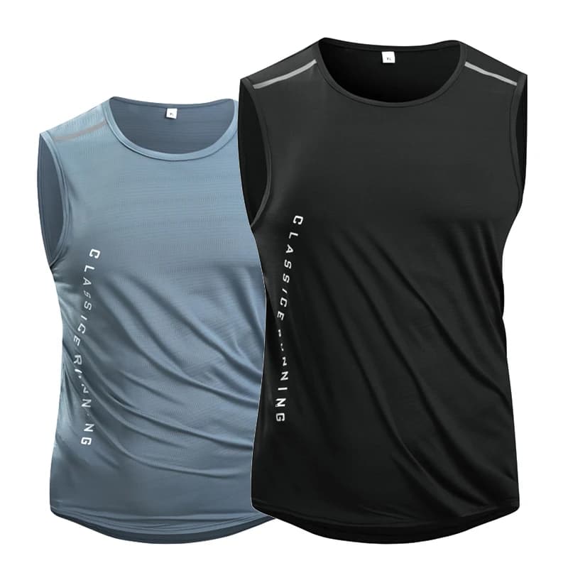 CHRLCK Men's Running Vest Quick Drying Gym Tank Top Men Fitness Sleeveless Shirt Male Mesh Breathable Fitness Sports Vest