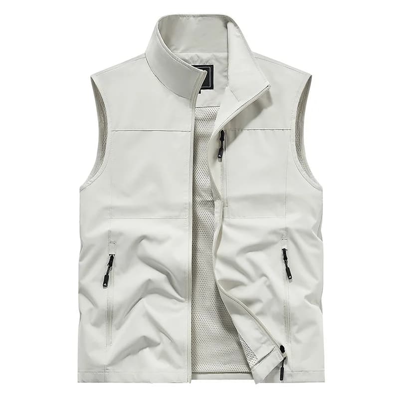 New Summer Men Outdoor Mesh Thin Waistcoats Climbing Sleeveless Jackets Men Multi-pockets Fishing Breathable Cargo Vests 6XL