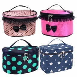 1pcs Dot Bowknot Women Lace Patchwork Organizer Bag Makeup Cases Female Lace Cosmetic Bag Waterproof Cosmetic Pouch Home