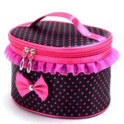 1pcs Dot Bowknot Women Lace Patchwork Organizer Bag Makeup Cases Female Lace Cosmetic Bag Waterproof Cosmetic Pouch Home