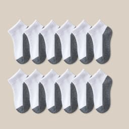 12 Pairs Basic Children's Short Socks - White and Gray Design, Breathable - Suitable for Boys and Girls Back-to-School Season