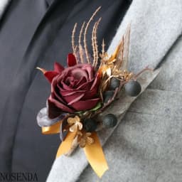 Burgundy Silk Rose Artifical Flowers Men Groom Boutonniere Bridesmaid Wrist Corsage Boutonnière Marriage Decoration