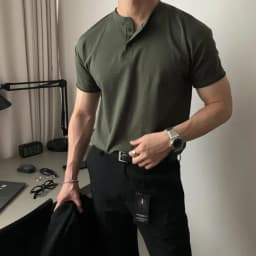 Summer Men‘s Short Sleeve Henley Neck T Shirts American Retro Casual Beach T-shirts Loose High-Quality Fitness Sports Shirt Tops