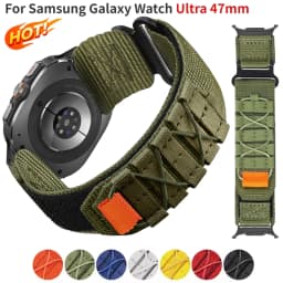 New Tactical Strap for Samsung Galaxy Watch Ultra 47mm Sport Nylon Strap for Galaxy Watch 7 Ultra 47mm women man Woven Bracelet