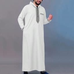 Hooded Moroccan Robe Luxury Men's Embroidered Sleeve Long Pocket Muslim Garment Abaya Middle East Juba Thobe Robe