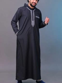 Hooded Moroccan Robe Luxury Men's Embroidered Sleeve Long Pocket Muslim Garment Abaya Middle East Juba Thobe Robe