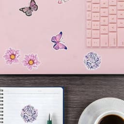 500pcs Butterfly Flower Sticker 1 Inch 8 Design Colorful Butterfly Decals Decorative Flowers Cute Stickers Party Favor Decor
