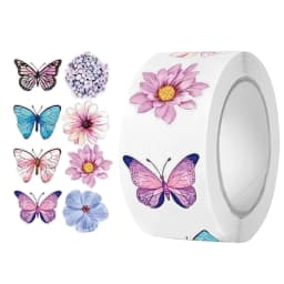 500pcs Butterfly Flower Sticker 1 Inch 8 Design Colorful Butterfly Decals Decorative Flowers Cute Stickers Party Favor Decor