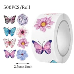 500pcs Butterfly Flower Sticker 1 Inch 8 Design Colorful Butterfly Decals Decorative Flowers Cute Stickers Party Favor Decor