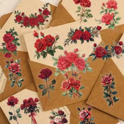 50PCS Retro Red Rose High Beauty Graffiti Stickers DIY Handbooks, Phone Cases, Notebook PET Waterproof Stickers