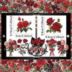 50PCS Retro Red Rose High Beauty Graffiti Stickers DIY Handbooks, Phone Cases, Notebook PET Waterproof Stickers