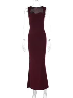 Hugcitar Women Elegant Solid Square Collar Straps Sexy Bodycon Maxi Prom Dress Summer Women Y2K Clothes Evening Party Birthday
