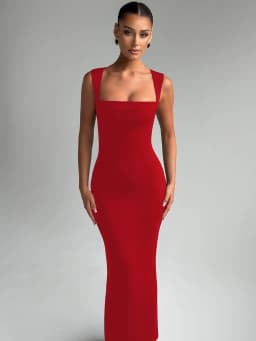 Hugcitar Women Elegant Solid Square Collar Straps Sexy Bodycon Maxi Prom Dress Summer Women Y2K Clothes Evening Party Birthday