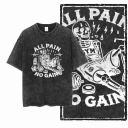 YG BODY BUILDING Printed Cotton Acid Washed Graphic Unisex T Shirt Cool CROSSFIT Streetwear Men Tshirts Big Size Tee for Men