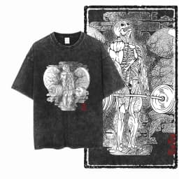 YG BODY BUILDING Printed Cotton Acid Washed Graphic Unisex T Shirt Cool CROSSFIT Streetwear Men Tshirts Big Size Tee for Men