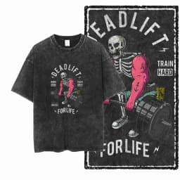 YG BODY BUILDING Printed Cotton Acid Washed Graphic Unisex T Shirt Cool CROSSFIT Streetwear Men Tshirts Big Size Tee for Men