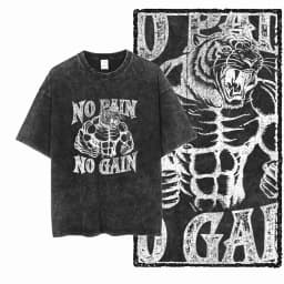 YG BODY BUILDING Printed Cotton Acid Washed Graphic Unisex T Shirt Cool CROSSFIT Streetwear Men Tshirts Big Size Tee for Men