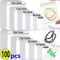 10-100pcs PVC Jewelry Package Bags Thicken Self Sealing Pouches Anti-Oxidation Earring Necklace Clear Organizer Bag Reusable