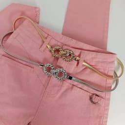 Glamorstar 2 Pieces Metal Stretch Elastic Waist Belt Skinny Thin Belt for Women Dress