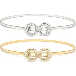 Glamorstar 2 Pieces Metal Stretch Elastic Waist Belt Skinny Thin Belt for Women Dress