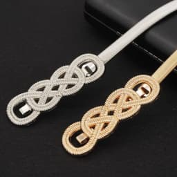 Glamorstar 2 Pieces Metal Stretch Elastic Waist Belt Skinny Thin Belt for Women Dress