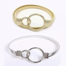 Glamorstar 2 Pieces Metal Stretch Elastic Waist Belt Skinny Thin Belt for Women Dress