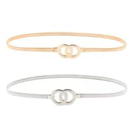 Glamorstar 2 Pieces Metal Stretch Elastic Waist Belt Skinny Thin Belt for Women Dress