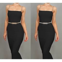 Glamorstar 2 Pieces Metal Stretch Elastic Waist Belt Skinny Thin Belt for Women Dress