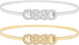 Glamorstar 2 Pieces Metal Stretch Elastic Waist Belt Skinny Thin Belt for Women Dress