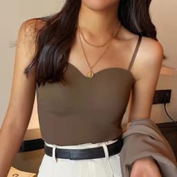 2026 Solid Color Women's White Top Sleeveless Thin Straps Camisole Summer Tank Top with Cups Summer Ice Silk Comfortable Sling
