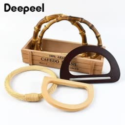 1/2/4Pcs D Shape Ring Bamboo Handle Wood Bags Handles for Handbag Woven Bag Belt Straps Replace DIY Accessories