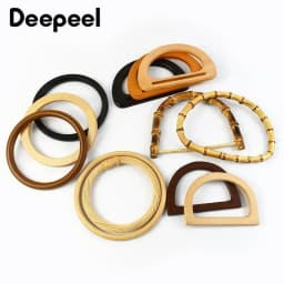 1/2/4Pcs D Shape Ring Bamboo Handle Wood Bags Handles for Handbag Woven Bag Belt Straps Replace DIY Accessories