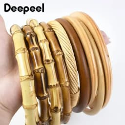 1/2/4Pcs D Shape Ring Bamboo Handle Wood Bags Handles for Handbag Woven Bag Belt Straps Replace DIY Accessories