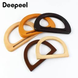 1/2/4Pcs D Shape Ring Bamboo Handle Wood Bags Handles for Handbag Woven Bag Belt Straps Replace DIY Accessories