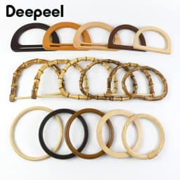 1/2/4Pcs D Shape Ring Bamboo Handle Wood Bags Handles for Handbag Woven Bag Belt Straps Replace DIY Accessories