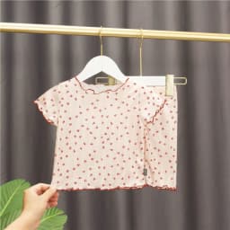 Bear Leader Summer Baby Girls Clothes Love Printed Round Neck Short Sleeve Top+Shorts 2 Piece Set Children's Home Clothing