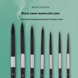 7 Pcs Premium Black Swan Brush Kit for Drawing, Watercolor Techniques, and Fine Art - Professional Artistic Nylon Paint Brushes
