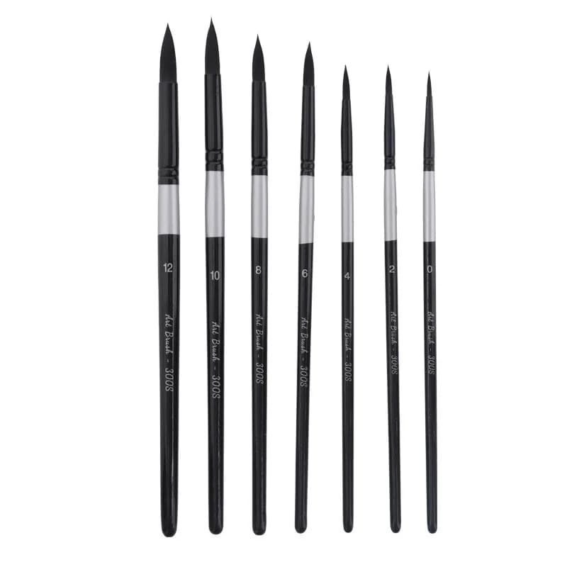 7 Pcs Premium Black Swan Brush Kit for Drawing, Watercolor Techniques, and Fine Art - Professional Artistic Nylon Paint Brushes
