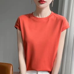 100% Mercerized Cotton O-neck T-shirt Summer Solid Color Sleeve Top Casual And Comfortable Short-sleeved Women's Clothes