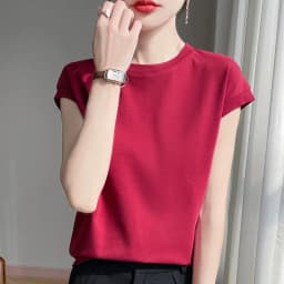 100% Mercerized Cotton O-neck T-shirt Summer Solid Color Sleeve Top Casual And Comfortable Short-sleeved Women's Clothes