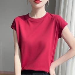 100% Mercerized Cotton O-neck T-shirt Summer Solid Color Sleeve Top Casual And Comfortable Short-sleeved Women's Clothes