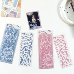 Laser Glitter Cute Kawaii Wave Stickers Handbook Star Card Photo Notebook Diary Scrapbook DIY Decorative Cartoon Stickers
