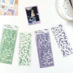 Laser Glitter Cute Kawaii Wave Stickers Handbook Star Card Photo Notebook Diary Scrapbook DIY Decorative Cartoon Stickers