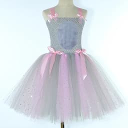 Sparkly Pink Grey Mouse Costumes for Baby Girls Gray Rat Tutu Dress for Kids Animal Halloween Outfits Children Birthday Clothes