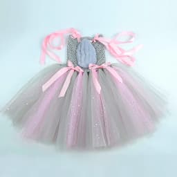 Sparkly Pink Grey Mouse Costumes for Baby Girls Gray Rat Tutu Dress for Kids Animal Halloween Outfits Children Birthday Clothes