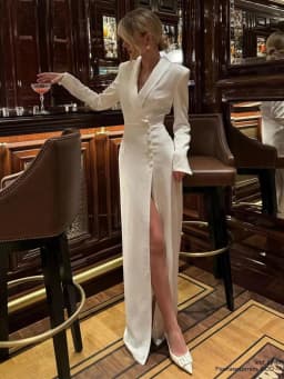 Customized Straight Prom Dresses Floor-Length V-Neck Full Sleeve Evening Gown Simple Button Draped Fashion Party Dresses