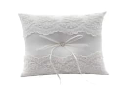 F2TD White Lace Wedding Rings Pillow Bridal Bearer Pillow Vintage Pillow
