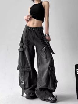 Black Jeans Women American Style Y2K 90S Vintage High Waisted Jean Straight Trouser Streetwear Casual Loose Wide Leg Denim Pants