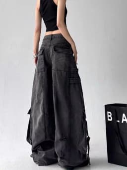 Black Jeans Women American Style Y2K 90S Vintage High Waisted Jean Straight Trouser Streetwear Casual Loose Wide Leg Denim Pants