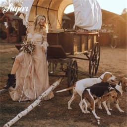 Charming Lace Garden Customized Wedding Dress Long Sleeve Sheer Arabic vestido de noiva Bridal Gown Ball Bride vestido novia